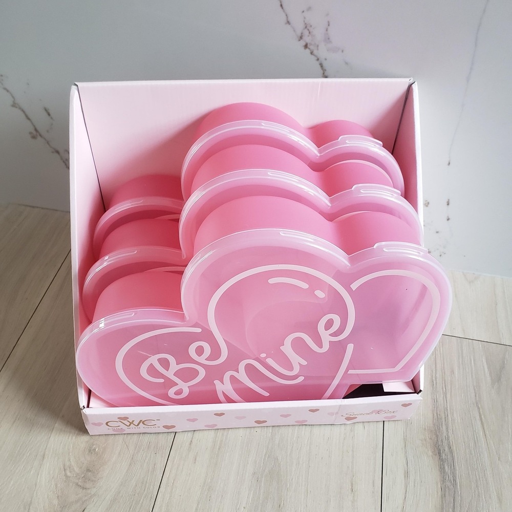 CWC Heart Snack Box Container Set 24oz Pink Be Mine Kids Reusable 3 Stackable - Picture 2 of 6